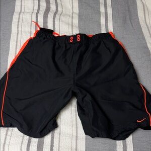 Nike Men's Black and Orange Swim Shorts